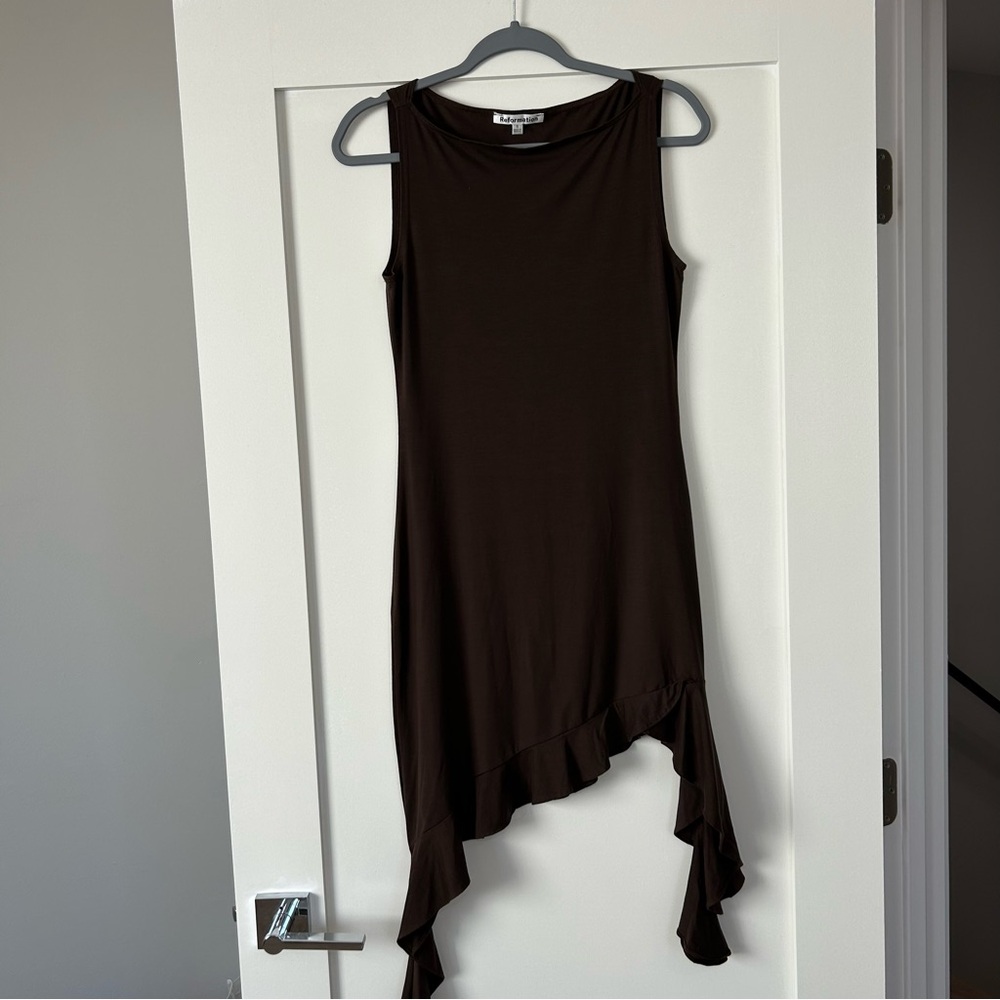 Reformation Quinley Knit Dress Brown Size Small - Picture 2 of 10